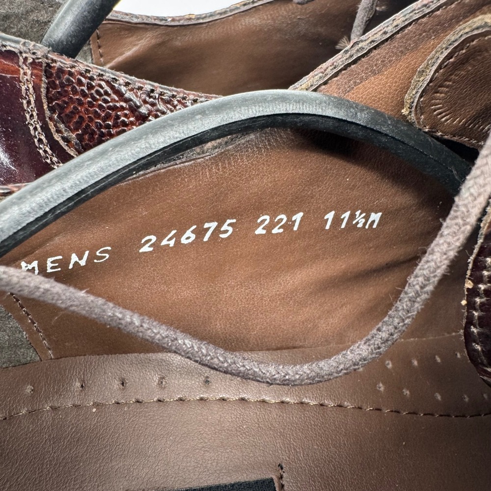 Stacy Adams Pietro Cognac Brown Exotic Print Leather Oxford Shoes 24675-221 11.5 - Picture 5 of 7